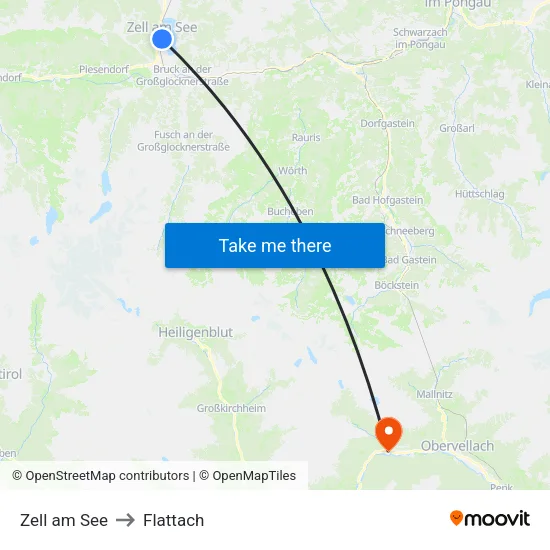 Zell am See to Flattach map