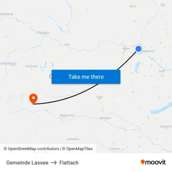 Gemeinde Lassee to Flattach map