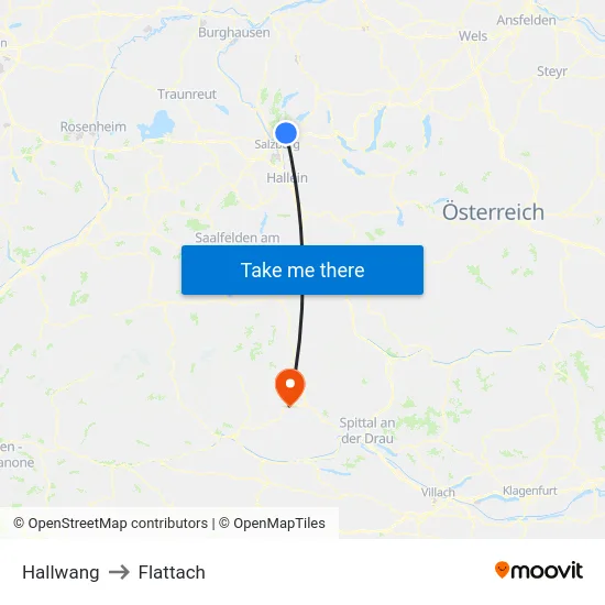 Hallwang to Flattach map