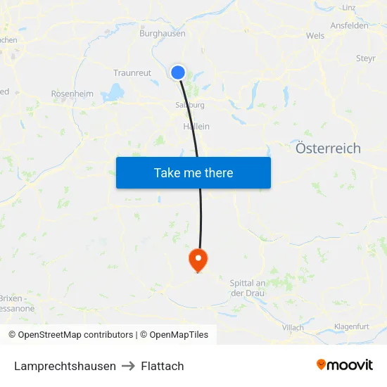 Lamprechtshausen to Flattach map