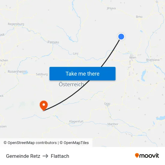 Gemeinde Retz to Flattach map