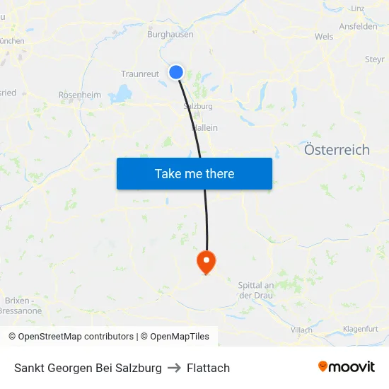 Sankt Georgen Bei Salzburg to Flattach map