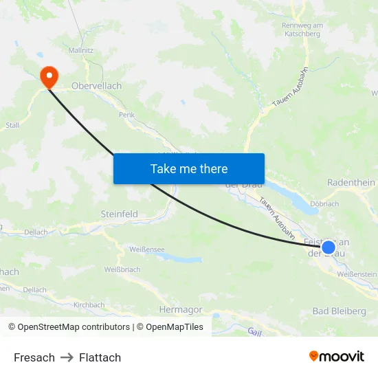 Fresach to Flattach map
