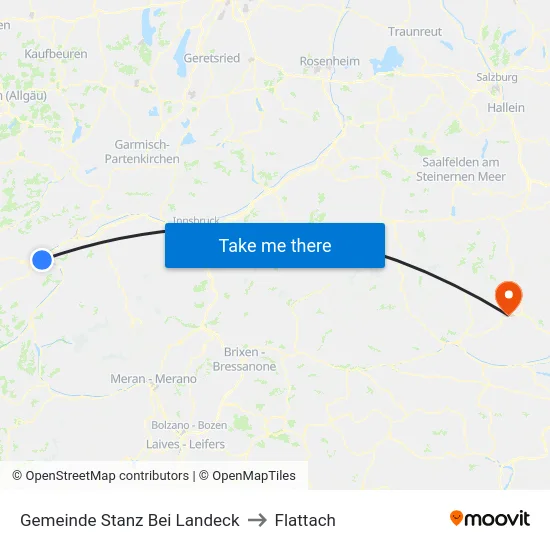 Gemeinde Stanz Bei Landeck to Flattach map