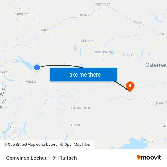 Gemeinde Lochau to Flattach map