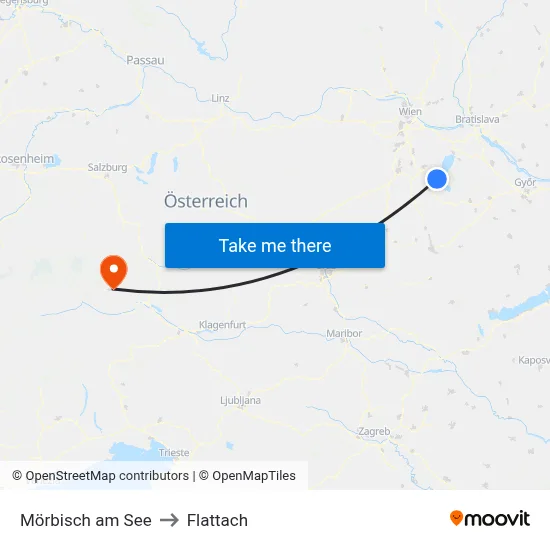 Mörbisch am See to Flattach map