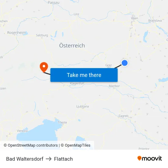 Bad Waltersdorf to Flattach map