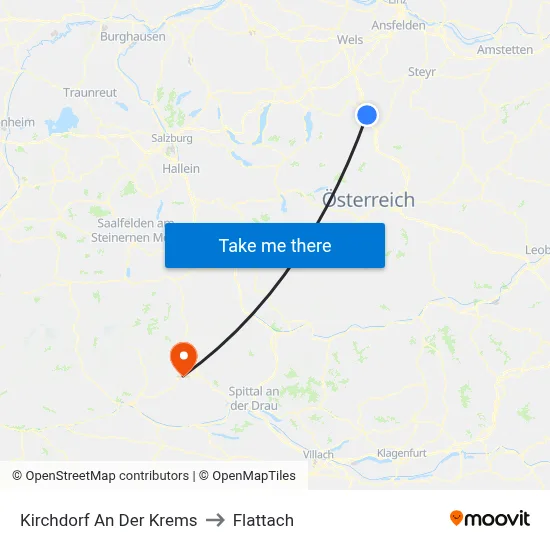 Kirchdorf An Der Krems to Flattach map