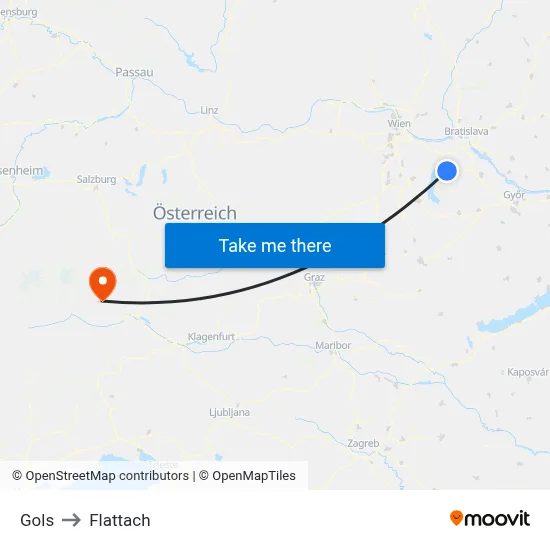 Gols to Flattach map