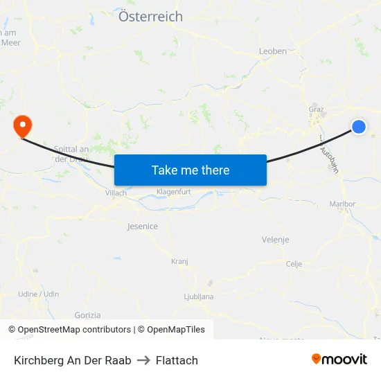 Kirchberg An Der Raab to Flattach map
