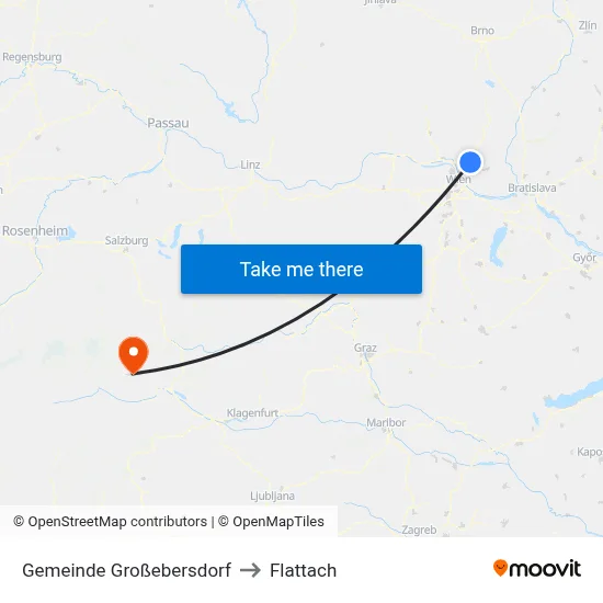 Gemeinde Großebersdorf to Flattach map