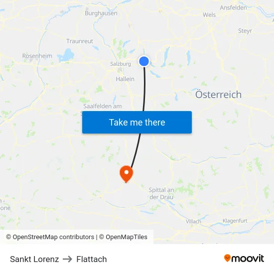 Sankt Lorenz to Flattach map