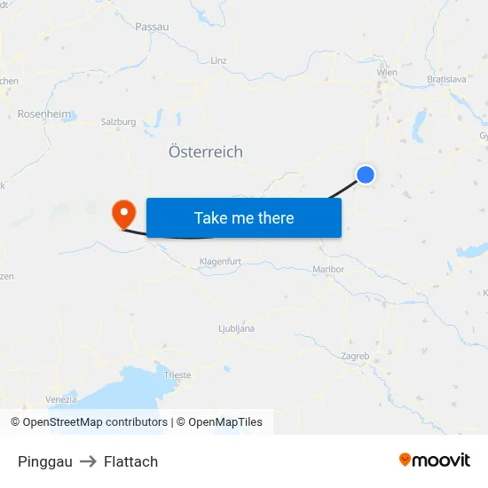 Pinggau to Flattach map