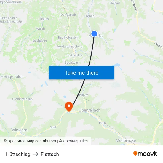 Hüttschlag to Flattach map