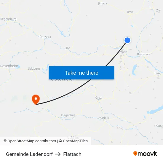 Gemeinde Ladendorf to Flattach map