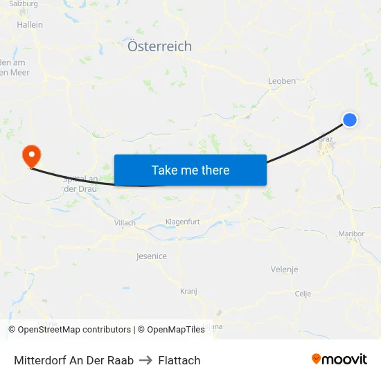 Mitterdorf An Der Raab to Flattach map