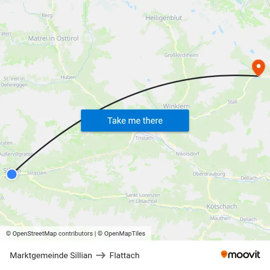 Marktgemeinde Sillian to Flattach map