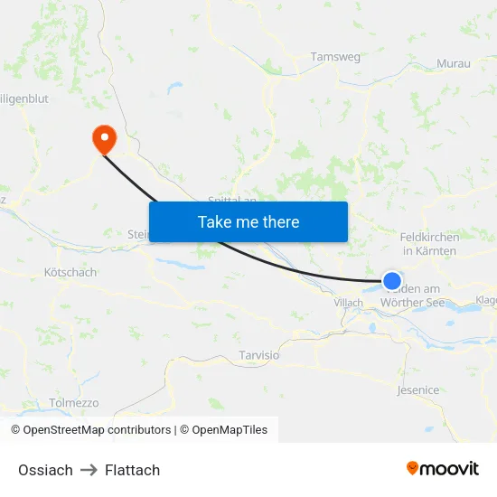 Ossiach to Flattach map