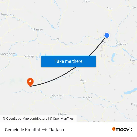 Gemeinde Kreuttal to Flattach map