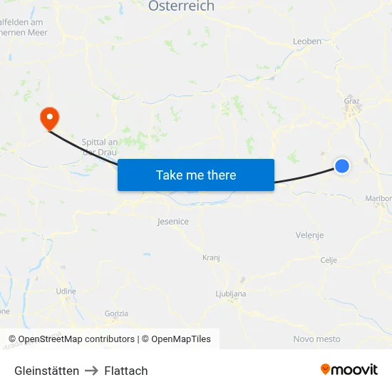 Gleinstätten to Flattach map