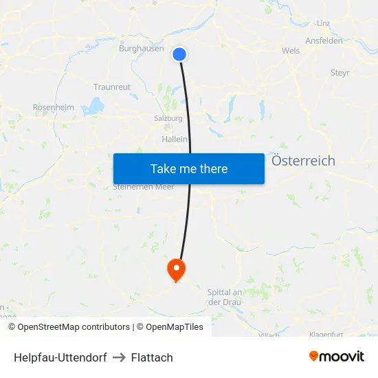 Helpfau-Uttendorf to Flattach map