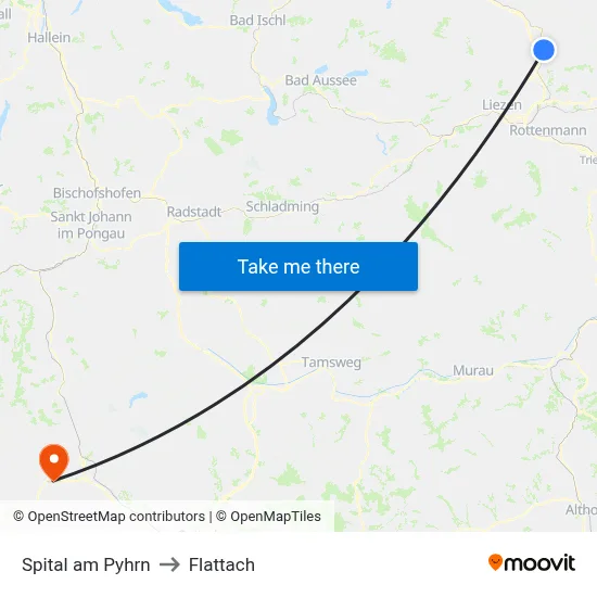 Spital am Pyhrn to Flattach map