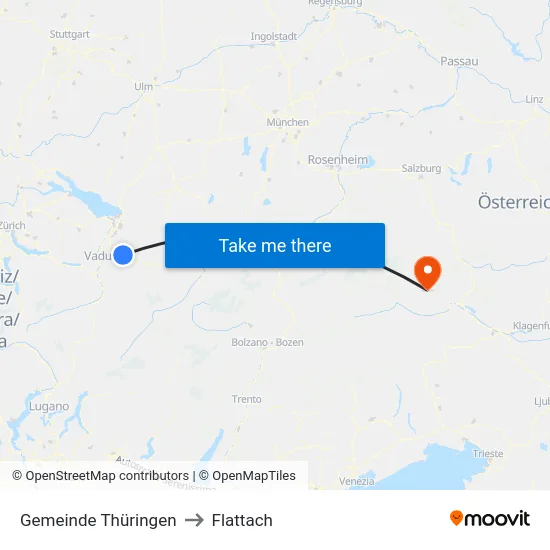 Gemeinde Thüringen to Flattach map