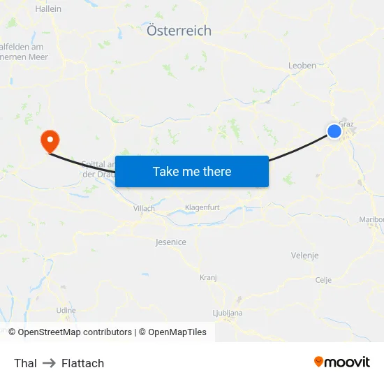 Thal to Flattach map