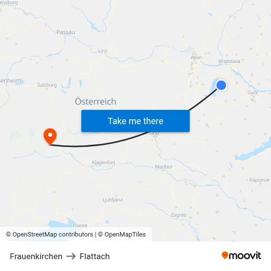 Frauenkirchen to Flattach map