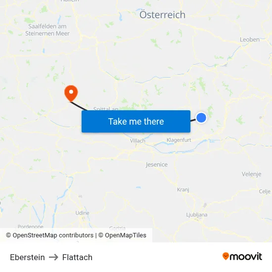 Eberstein to Flattach map