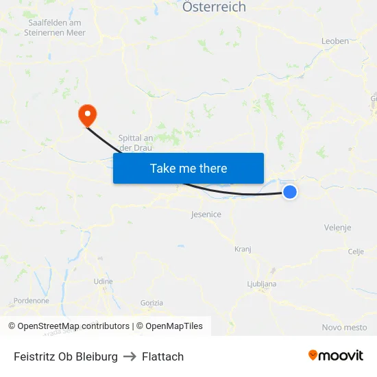Feistritz Ob Bleiburg to Flattach map