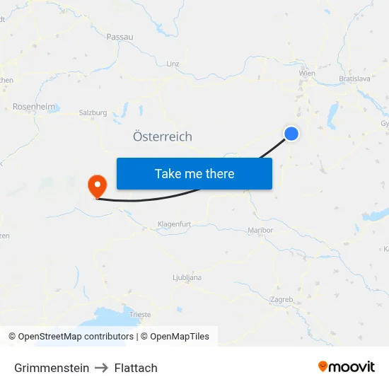 Grimmenstein to Flattach map