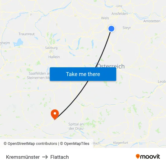 Kremsmünster to Flattach map
