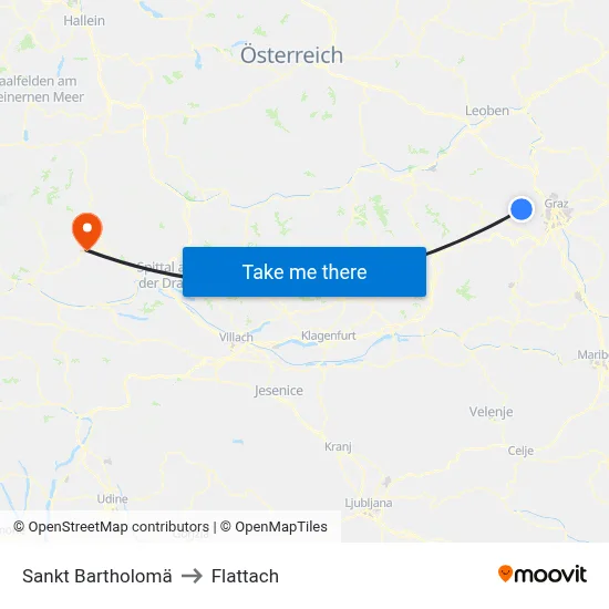Sankt Bartholomä to Flattach map