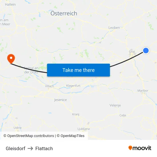 Gleisdorf to Flattach map