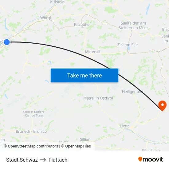 Stadt Schwaz to Flattach map