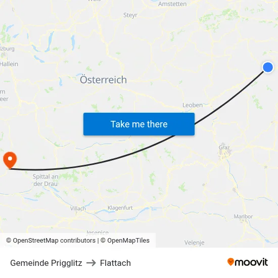 Gemeinde Prigglitz to Flattach map