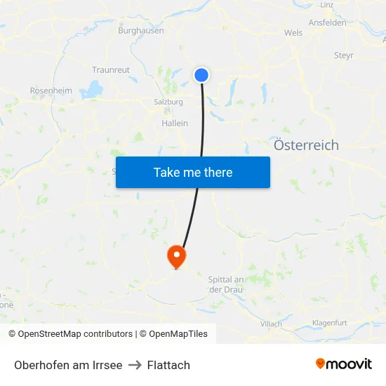 Oberhofen am Irrsee to Flattach map