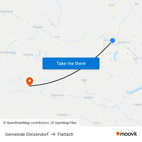 Gemeinde Glinzendorf to Flattach map