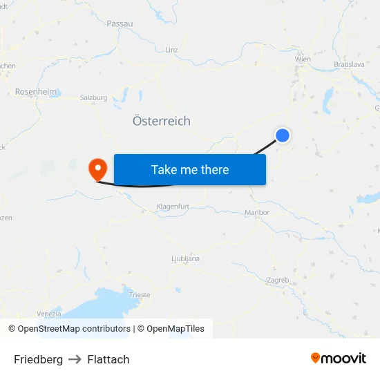 Friedberg to Flattach map