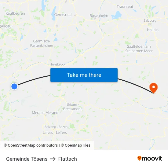 Gemeinde Tösens to Flattach map