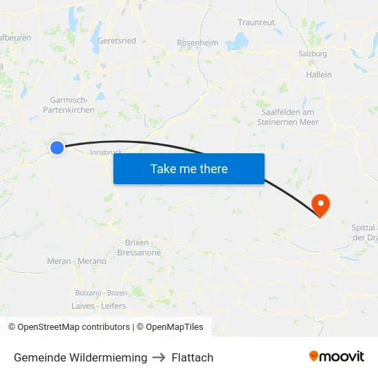 Gemeinde Wildermieming to Flattach map