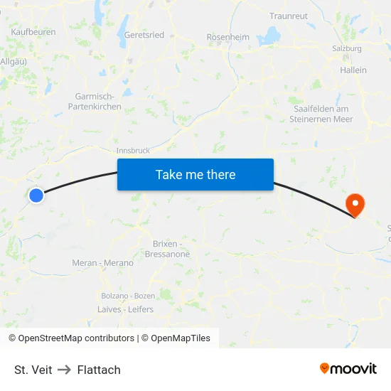 St. Veit to Flattach map