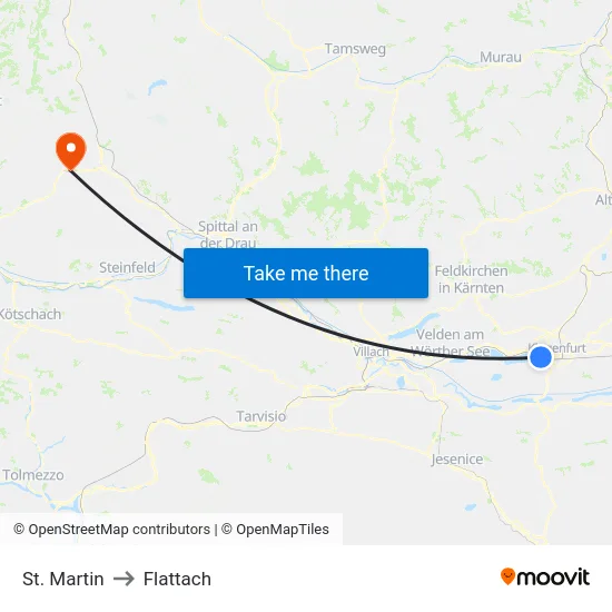 St. Martin to Flattach map