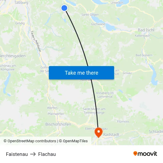 Faistenau to Flachau map
