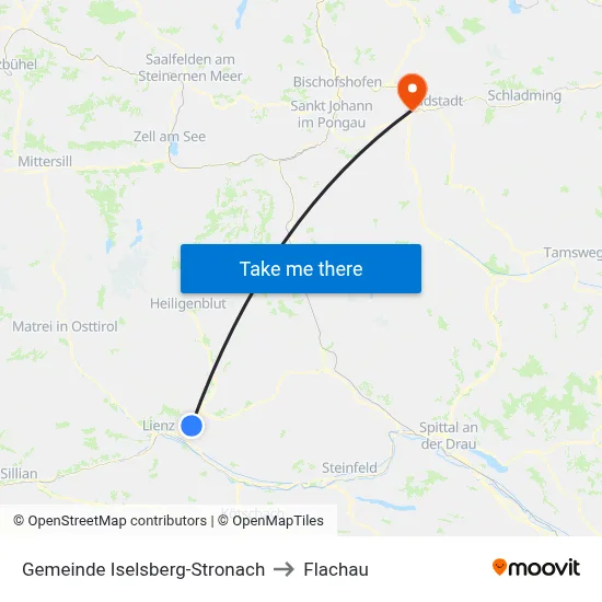 Gemeinde Iselsberg-Stronach to Flachau map