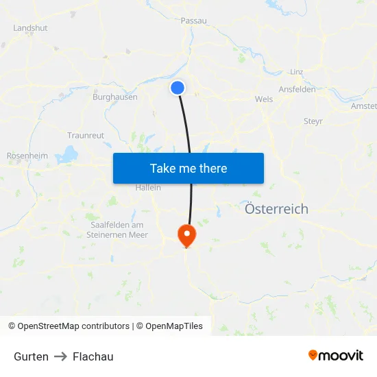 Gurten to Flachau map