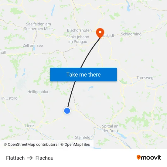 Flattach to Flachau map