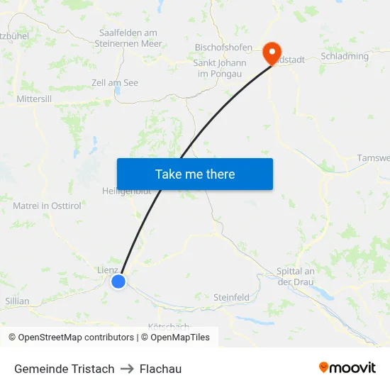 Gemeinde Tristach to Flachau map