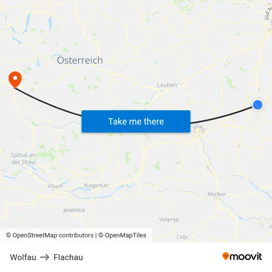 Wolfau to Flachau map